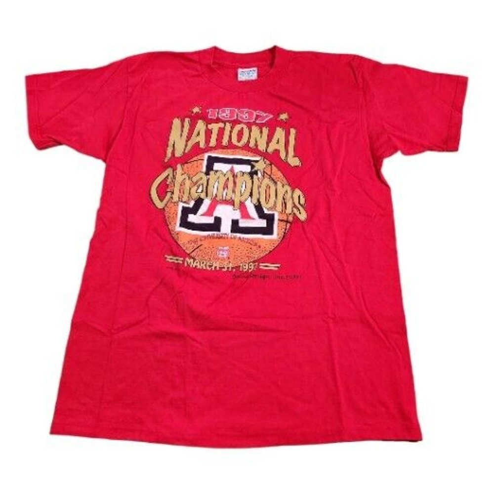 Vintage 1997 Arizona Wildcats National Champions T Shirt Mens L Red Gildan NCAA